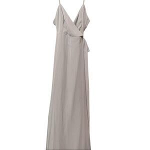 Lovely Grey Spaghetti Strap Wrap Maxi Dress Formal Bridesmaid Womens 10 Formal